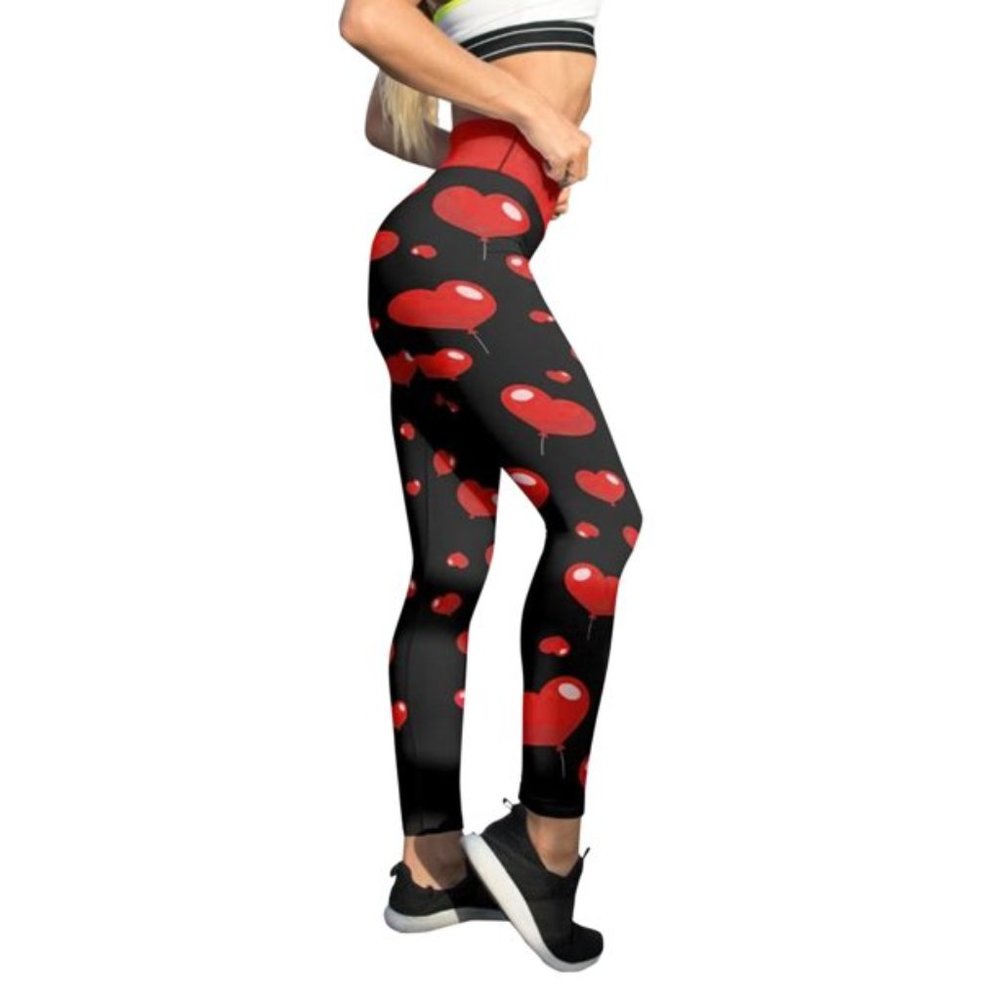 Women Heart Print Leggins Size Extra Large NEW